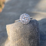 platinum c.1920's diamond halo antique engagement ring