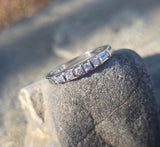 14k white gold diamond estate band -