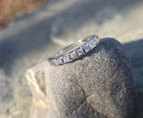 14k white gold diamond estate band -