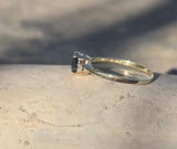 14k gold two-tone dark blue sapphire and diamond estate ring