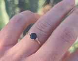 14k gold two-tone dark blue sapphire and diamond estate ring