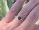 14k gold two-tone dark blue sapphire and diamond estate ring