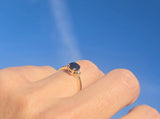 14k gold two-tone dark blue sapphire and diamond estate ring