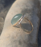 10k gold two tone Deco green moonstone antique ring
