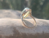 10k gold two tone Deco green moonstone antique ring