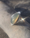 10k gold two tone Deco green moonstone antique ring