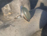 10k gold two tone Deco green moonstone antique ring