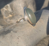 10k gold two tone Deco green moonstone antique ring