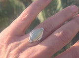 10k gold two tone Deco green moonstone antique ring