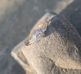 14k gold two tone diamond antique estate engagement ring