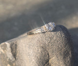 14k gold two tone diamond antique estate engagement ring