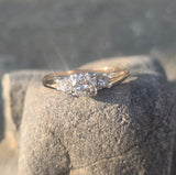 14k gold two tone diamond antique estate engagement ring