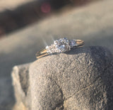 14k gold two tone diamond antique estate engagement ring