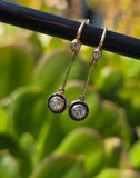 platinum and 15ct gold two-tone Art Deco diamond and sapphire target earrings dangle drops HOLD