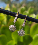 platinum & gold two-tone old cut diamond c.1920's floral earrings