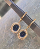 silver top and 18ct gold two-tone Art Deco diamond and sapphire earrings dangle drops HOLD