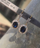 silver top and 18ct gold two-tone Art Deco diamond and sapphire earrings dangle drops HOLD