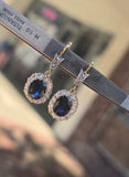 silver top and 18ct gold two-tone Art Deco diamond and sapphire earrings dangle drops HOLD
