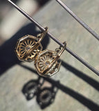 platinum & gold two-tone old cut diamond c.1920's Deco filigree earrings HOLD