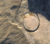 18k gold & platinum top two tone Deco estate sapphire and diamond target ring