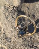 18ct gold & platinum top two tone Deco estate greenish blue sapphire and diamond antique ring
