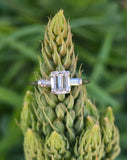 14k white gold emerald cut diamond estate engagement ring