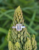 14k white gold emerald cut diamond estate engagement ring