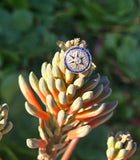 18k gold & platinum top two tone Deco estate sapphire and diamond target ring