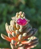 14k gold cabochon ruby filigree ring