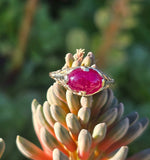 14k gold cabochon ruby filigree ring