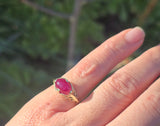 14k gold cabochon ruby filigree ring