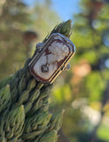 14k white gold c.1920's filigree carved shell cameo, diamond & camphor estate FLIP ring
