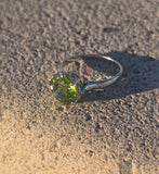 Platinum solitaire peridot antique ring