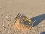 14k gold solitaire peridot estate cocktail ring