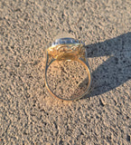 18ct gold moonstone & mine cut diamond antique halo ring