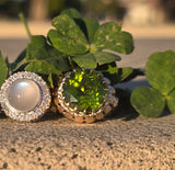 14k gold solitaire peridot estate cocktail ring