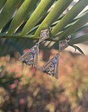 14k white gold old cut diamond c.1920's Deco filigree earrings