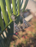 14k white gold old cut diamond c.1920's Deco filigree earrings