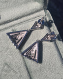 14k white gold old cut diamond c.1920's Deco filigree earrings