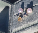 platinum & 18ct gold two tone old mine cut diamond and pearl antique earrings