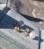 platinum & 18ct gold two tone old mine cut diamond and pearl antique earrings