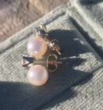 platinum & 18ct gold two tone old mine cut diamond and pearl antique earrings