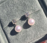 platinum & 18ct gold two tone old mine cut diamond and pearl antique earrings