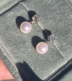 platinum & 18ct gold two tone old mine cut diamond and pearl antique earrings