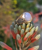 14k gold cabochon chalcedony estate ring