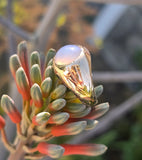 14k gold cabochon chalcedony estate ring