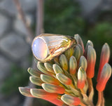 14k gold cabochon chalcedony estate ring