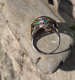 18k white gold c.1920's Art Deco filigree citrine & enamel ring