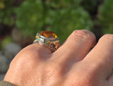 18k white gold c.1920's Art Deco filigree citrine & enamel ring