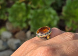18k white gold c.1920's Art Deco filigree citrine & enamel ring